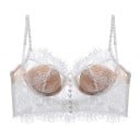 Sutien pentru femei cu detalii din dantelă fără arcuri, cu cupe modelate, elastan, nylon, confortabil pentru purtare zilnică 3