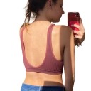 Sutien pentru femei fără închidere cu model ribat din elastan și nylon, material elastic pentru purtare confortabilă și suport ușor 15