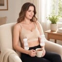 Sutien pentru pompare și alăptare fără utilizarea mâinilor, cu deschideri în cupe și clipsuri pe bretele cu margine lată 8