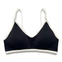 Sutien sportiv pentru femei cu decolteu în V și tiv contrastant cu bretele subțiri și tricot fin pentru yoga și fitness 11
