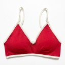 Sutien sportiv pentru femei cu decolteu în V și tiv contrastant cu bretele subțiri și tricot fin pentru yoga și fitness 12