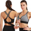 Sutien sportiv pentru femei cu fermoar în față și bretele criss-cross la spate cu curea ajustabilă pentru alergare, fitness și yoga 16