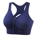 Sutien sportiv pentru femei cu fermoar în față și spate în formă de Y cu decupaj și bretele late cu margine elastică 9