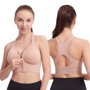 Sutien sportiv pentru femei cu fermoar în față și spate în formă de Y cu decupaj și bretele late cu margine elastică 17