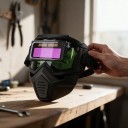 Svářečská maska s automatickým ztmavováním Nárazuvzdorný obličejový štít Rozměr 18 x 18 cm Materiál PP Černá Na svařování i broušení 7