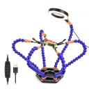 Svařovací opravná stanice 3× LED lupa základna hliníková slitina modro oranžová s kloubovými rameny pro pájení elektroniky 1