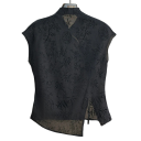 Svart retro asymmetrisk ärmlös blus med blommönster Lätt sommartopp Elegant damtunika i vintagestil 2