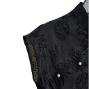 Svart retro asymmetrisk ärmlös blus med blommönster Lätt sommartopp Elegant damtunika i vintagestil 4