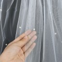 Svatební závoj 50 cm Bílý tylový závoj s perličkami Hřeben 7 cm Elegantní krátký závoj do vlasů pro nevěstu 4