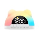 Sveglia digitale per bambini con luce notturna colorata Orsetto con orecchie 11 colori 2 sveglie porta USB 16 x 10 cm Bianca Per la cameretta 2