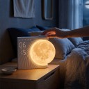 Sveglia luminosa a forma di Luna con simulazione dell'alba Lampada notturna 3 livelli di luminosità 10 suoni rilassanti Due sveglie Bianco crema 2
