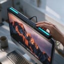 Svietiaca LED lišta na rovný monitor 40 cm RGB podsvietenie Asymetrické svetlo bez odleskov Plynulé stmievanie Časovač Čierna Napájanie USB 2