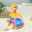Svietiace autíčko tiger 9,5 x 7 x 12,5 cm s pohybom bez batérií a otáčajúcimi prevodmi pre malé deti 2