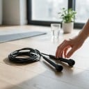 Švihadlo z PVC 2,8 m s nastaviteľnou dĺžkou lana Plastové rukoväte 12 cm Čierne Rýchlostné švihadlo pre deti aj dospelých na fitness a box 4