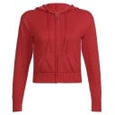 Sweat à capuche en tricot pour femmes Coupe courte Manches longues Poches avant Cordons dans la capuche Bords côtelés Polyester 3