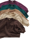 Sweat à capuche pour enfants à manches longues en coton et polyester Pull uni à col rond Coupe décontractée pour garçons 8