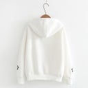 Sweat à capuche pour femmes avec impression de visage de chat Pattes sur les manches Cordon de serrage Manches et ourlet côtelés Manches 4