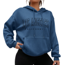 Sweat à capuche pour femmes avec poches Sweat uni en polyester avec inscription Los Angeles Vêtement de loisir stylé disponible 10