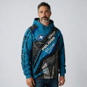 Sweat à capuche pour homme avec impression de lignes géométriques et de bandes diagonales dans un style motocross bleu clair 3