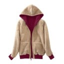 Sweat à capuche zippé pour femmes avec fourrure chaude à l'intérieur Sweat chaud avec poches avant et bords côtelés Polyester et coton 6