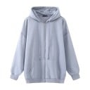 Sweat à capuche zippé pour femmes Coupe oversize ample avec épaules tombantes Poche kangourou Manches et ourlet côtelés Mélange de polyester 2