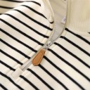 Sweat à rayures pour enfants avec col roulé et zip demi-longueur en coton et polyester Pull sportif pour garçons et filles Coupe ample automnale Différentes couleurs 5
