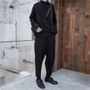 Sweat asymétrique pour femmes avec col montant Coupe ample avec épaules abaissées Ourlet en escalier Manches longues larges Coton et polyester 5
