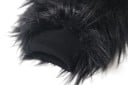 Sweat noir pour femmes avec de longues franges duveteuses sur les manches et le bas Bande décorative de pierres Rond col Polyester et coton 6