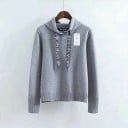 Sweat-shirt à capuche pour femmes avec de larges rubans décorés de pierres. Sweat-shirt en polyester à manches longues et bords côtelés 2