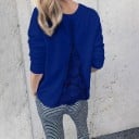 Sweat-shirt femme à manches longues avec zip au dos Détail en dentelle à motif floral Col rond Sweat-shirt en polyester pour tous les jours 5