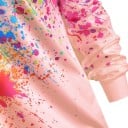 Sweat-shirt femme avec imprimé d'éclaboussures colorées Décolleté large découvrant l'épaule Manches longues Poignets côtelés et ourlet 5