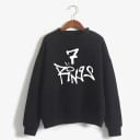 Sweat-shirt femme sans capuche avec impression Graffiti inscription avec le chiffre 7 Col rond Épaules tombantes Bords côtelés 3