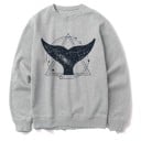 Sweat-shirt pour femmes sans capuche avec col rond et impression graphique sur la poitrine Poignets côtelés et ourlet en bas Polyester 3