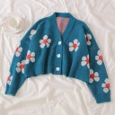 Sweater curto feminino com flores 5