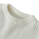 Sweater de bebé tricotado com folhos em algodão e acrílico de manga longa top solto de cor única com decote redondo O-neck para meninas e meninos 8