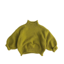 Sweater de inverno para crianças com gola alta em estilo vintage coreano Algodão e spandex Sweater quente de uma só cor para rapazes e raparigas Top de inverno elegante 1