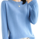 Sweater de malha feminino em poliéster e acrílico com decote em O Sweater elegante de cor sólida com mangas longas Tamanho universal para uso diário 10