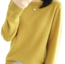 Sweater de malha feminino em poliéster e acrílico com decote em O Sweater elegante de cor sólida com mangas longas Tamanho universal 13