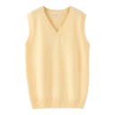 Sweater de malha sem mangas com decote em V, colete de malha a passar pela cabeça com bordas caneladas e uma larga cintura 8
