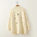 Sweater feminino com botões e bolsos A2331 1