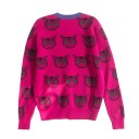 Sweater feminino com estampado de gatos 2