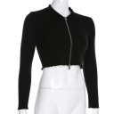 Sweater feminino com fecho e colarinho 2