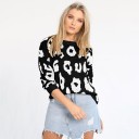 Sweater feminino com padrão de leopardo G292 3