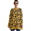 Sweater longo feminino com padrão de leopardo 9