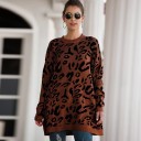 Sweater longo feminino com padrão de leopardo 8
