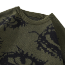 Sweater masculino com decote redondo Sweater de malha de uma só cor com padrão abstrato de olho Manga longa Sweater estiloso de outono e inverno Poliéster 3