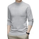 Sweater masculino com gola alta Sweater de malha de uma só cor com decote redondo Manga longa Sweater elegante de inverno e outono Poliéster Várias cores 4