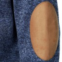 Sweater masculino de manga longa com colarinho Sweater elegante de uma só cor com botões no colarinho Patches castanhos nos cotovelos Poliéster Várias cores 36