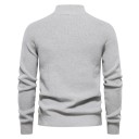 Sweater masculino de mangas longas e gola alta Sweater elástico de algodão com fecho de meio zíper Sweater moderno 9