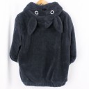 Sweatshirt felpuda feminina com fecho éclair e capuz com orelhas e motivo animal Barriga branca com bordados Bolso lateral e cauda Algodão 2
